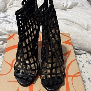 Elegant Black Caged Heels